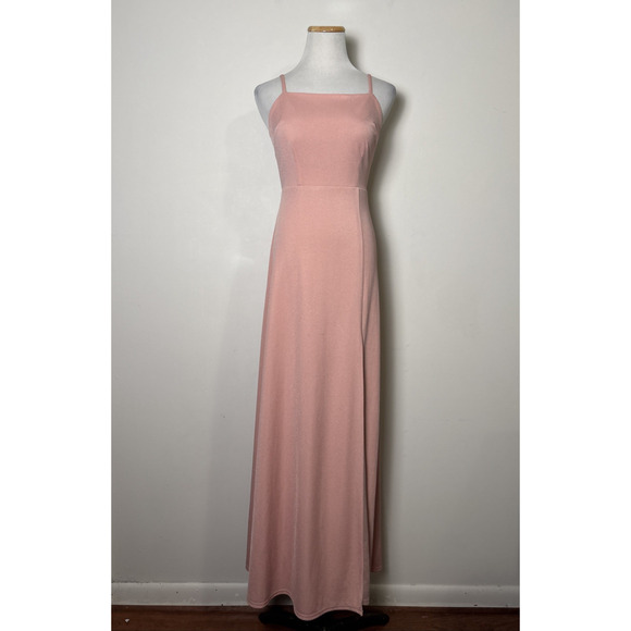 Birdy Grey Pink Bridesmaid Dress Size XS Benny Tie Back Crepe Dusty Rose Maxi - Picture 1 of 10